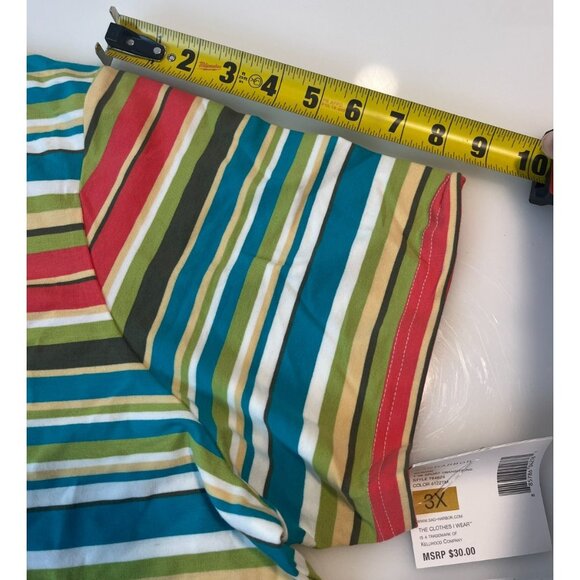 Sag Harbor Sport Women's Multicolor Striped Short Sleeve Shirt Size 3X NWT - Picture 12 of 14